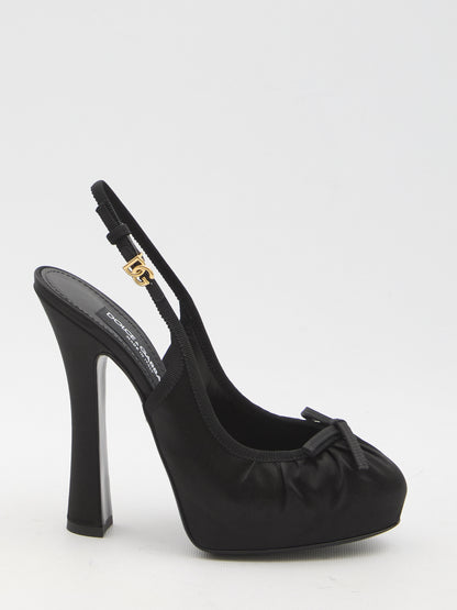 DOLCE&amp;GABBANA 37 satin slingback platform shoes