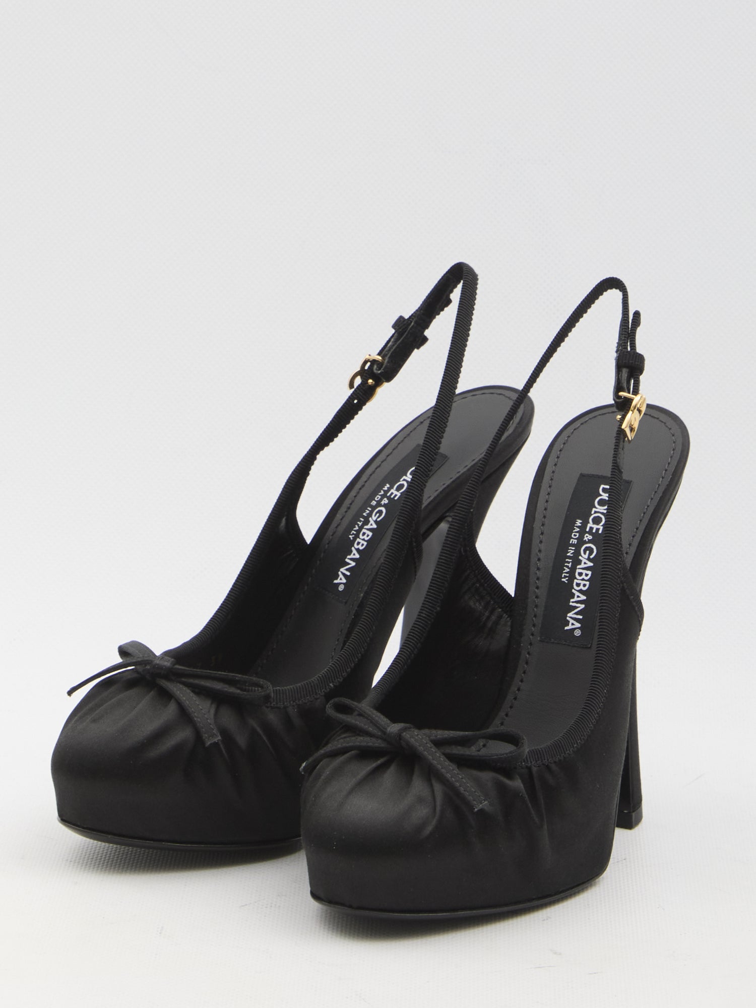 DOLCE&amp;GABBANA 37 satin slingback platform shoes