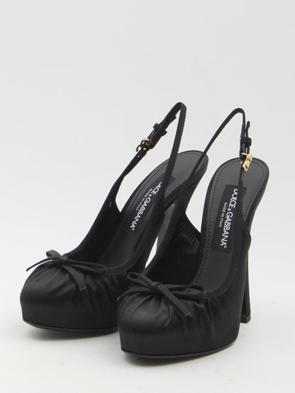 DOLCE&amp;GABBANA 37 satin slingback platform shoes