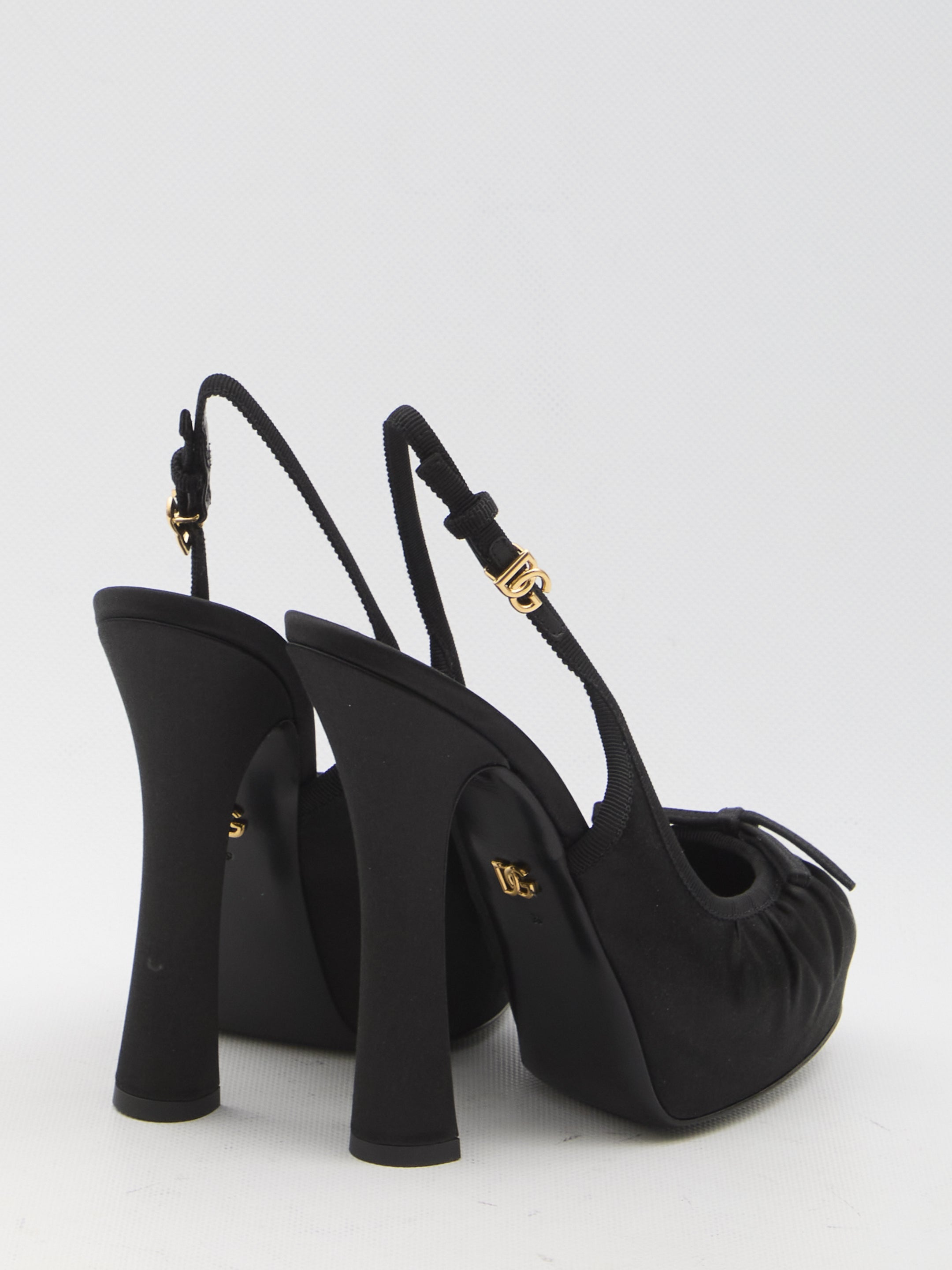 DOLCE&amp;GABBANA 37 satin slingback platform shoes