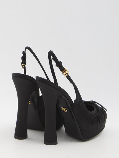 DOLCE&amp;GABBANA 37 satin slingback platform shoes