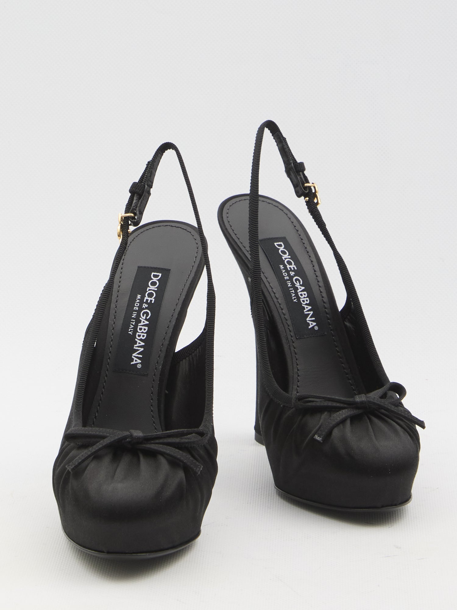 DOLCE&amp;GABBANA 37 satin slingback platform shoes