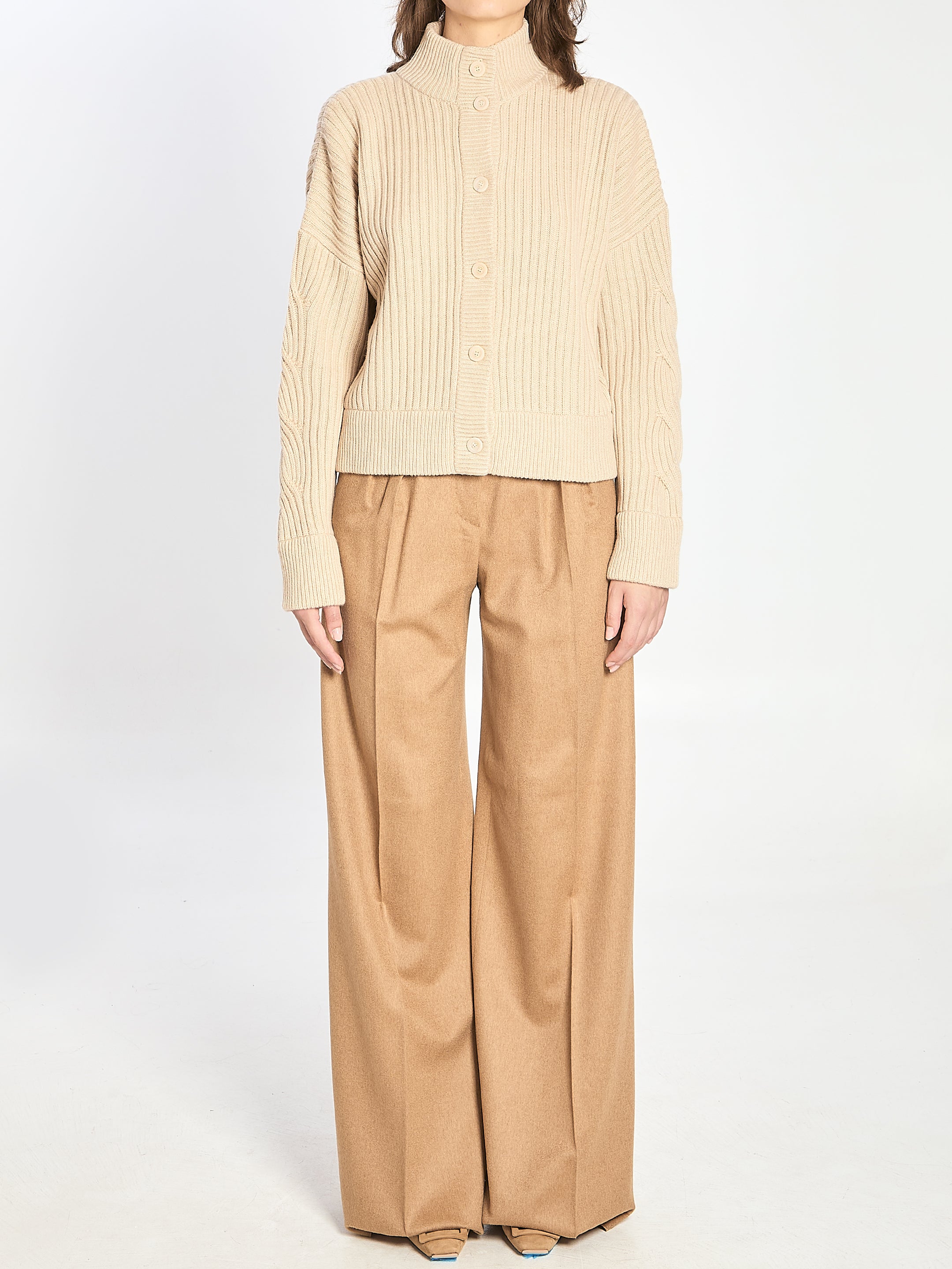 MAX MARA M ribbed cardigan in wool and cashmere