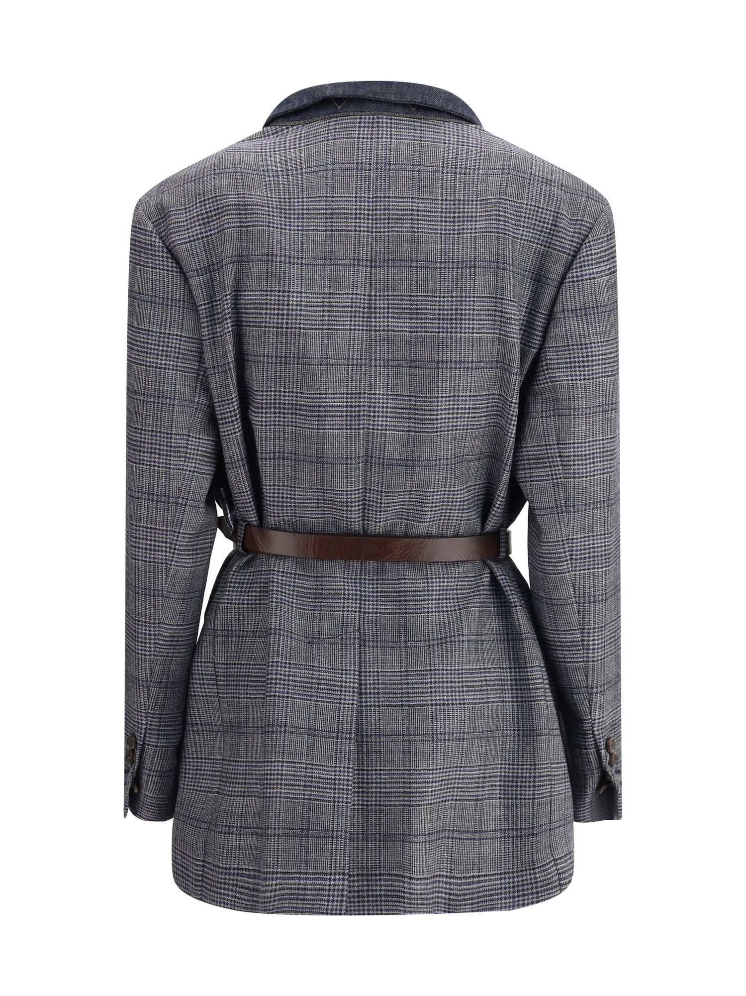 BRUNELLO CUCINELLI 42 prince of wales pattern blazer