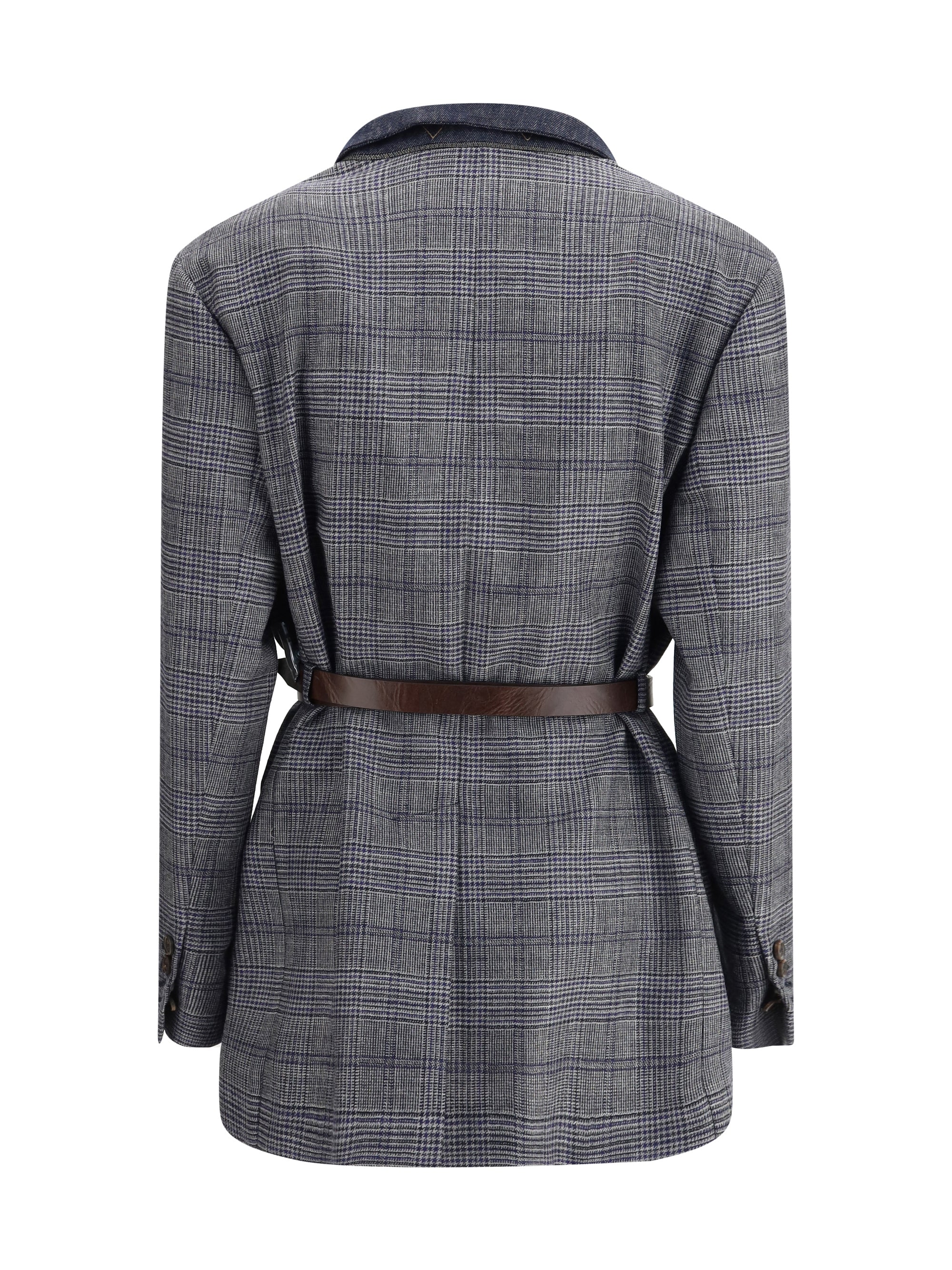 BRUNELLO CUCINELLI 42 prince of wales pattern blazer