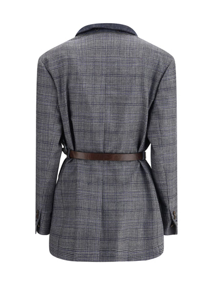 BRUNELLO CUCINELLI 42 prince of wales pattern blazer