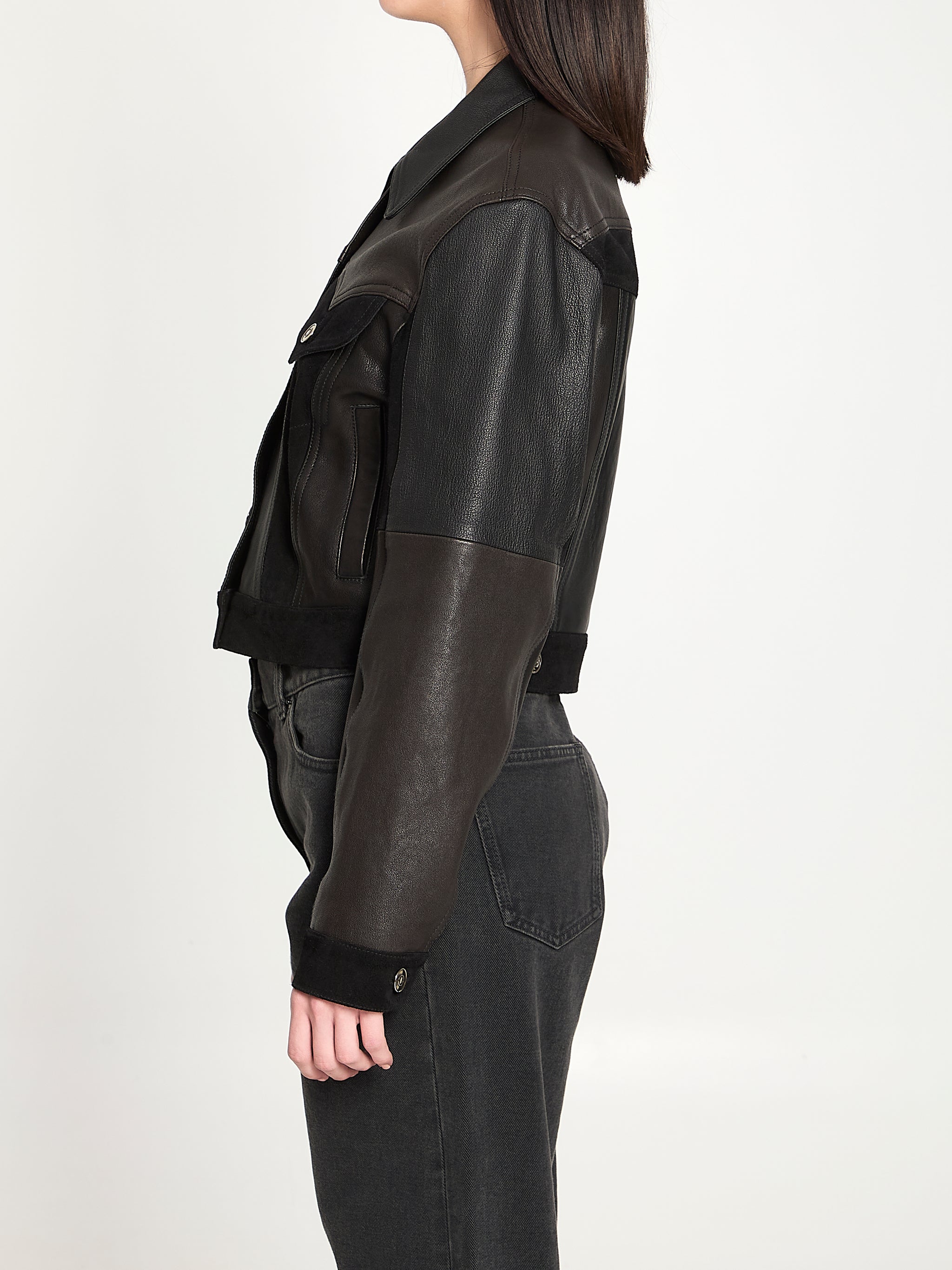 slim-fit leather blouson