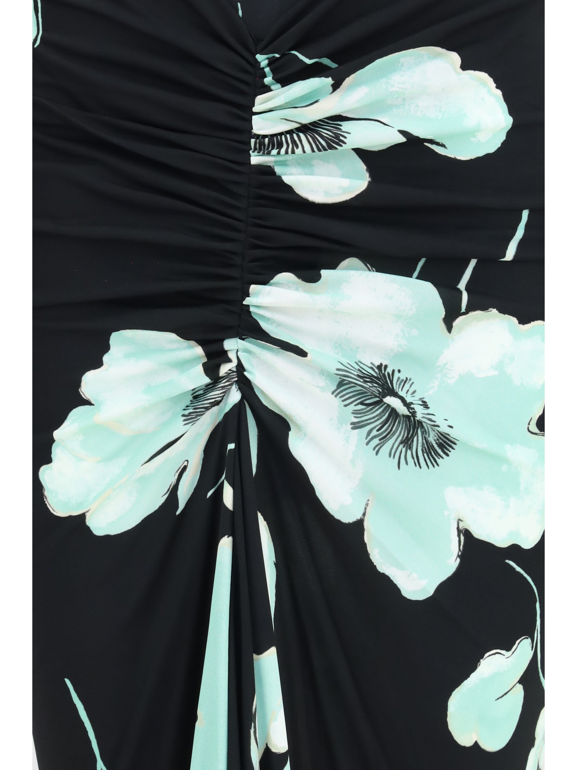 draped floral print dress