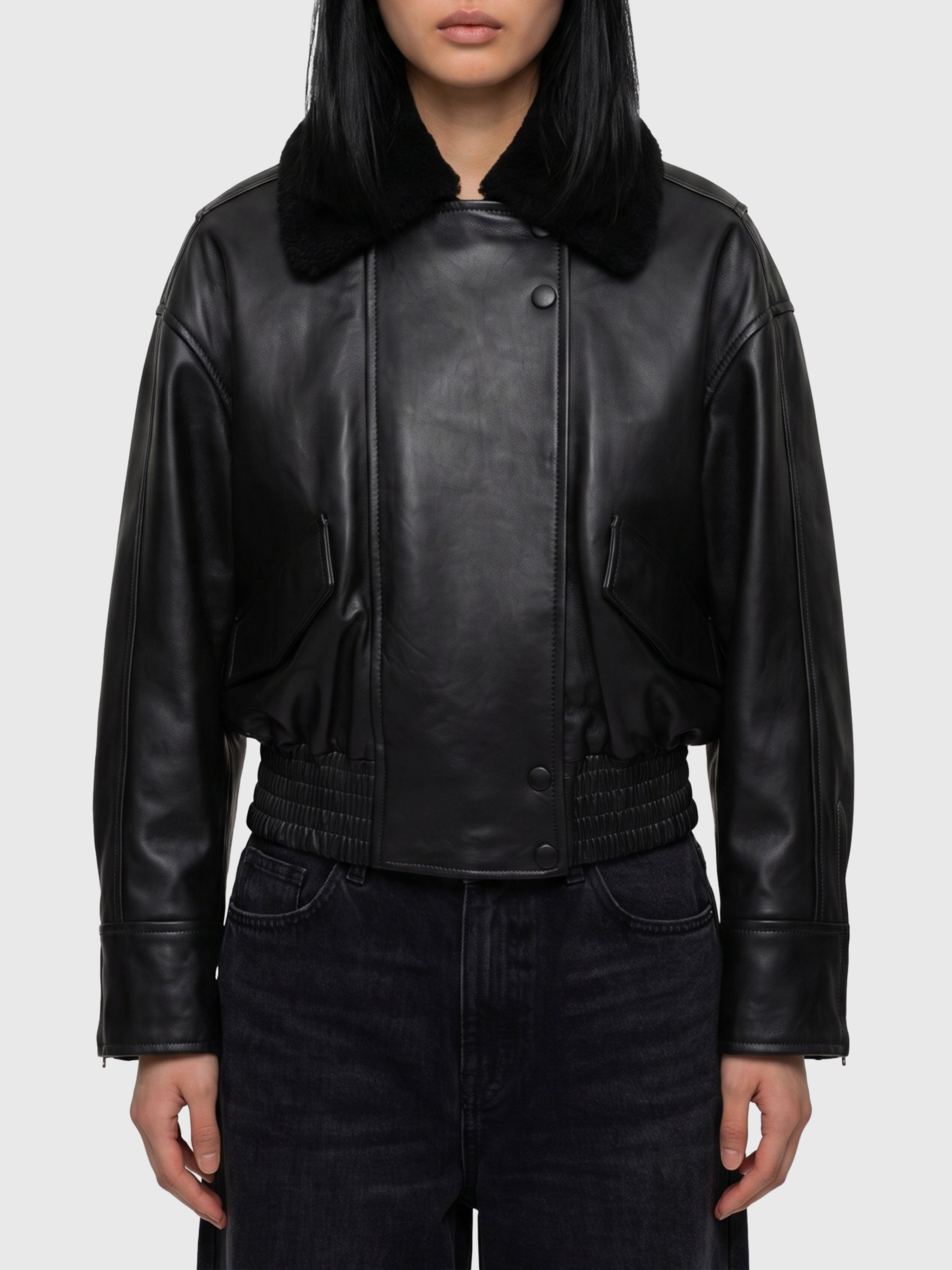 black leather iolaila lane bomber jacket