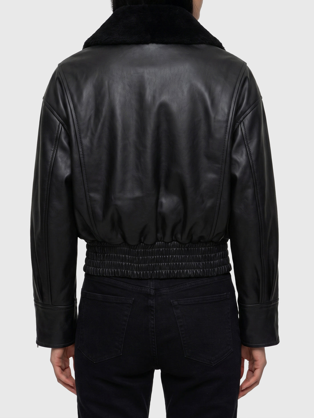 IVY OAK M black leather iolaila lane bomber jacket