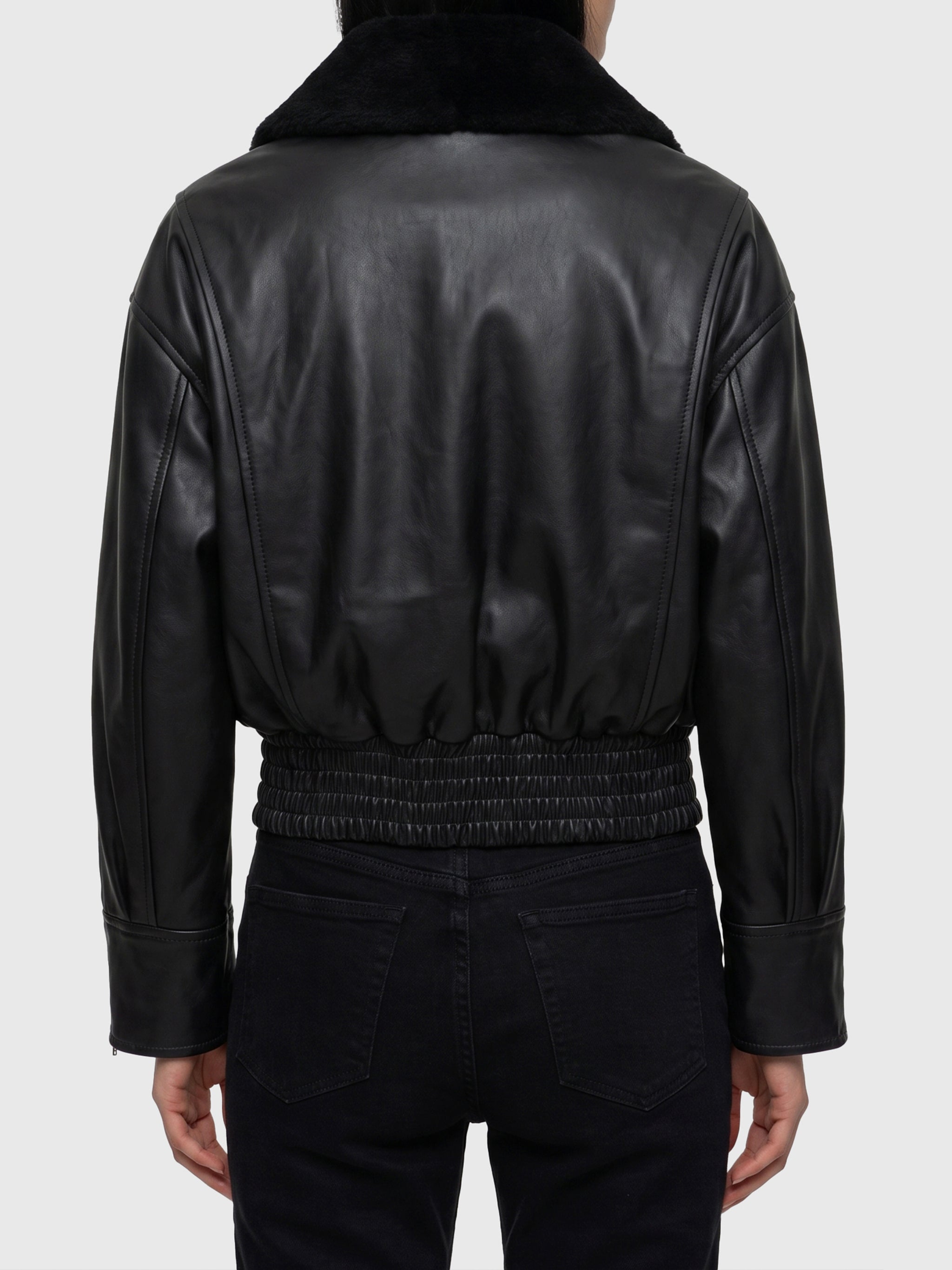 black leather iolaila lane bomber jacket