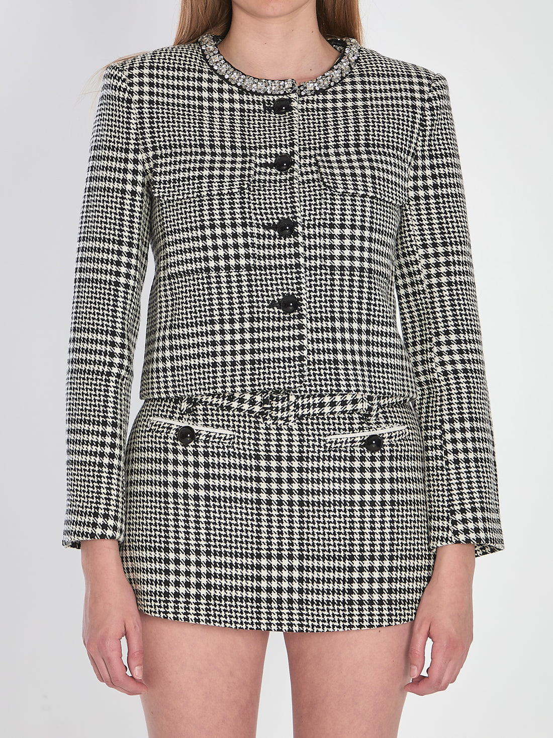SELF PORTRAIT 10 houndstooth cropped jacket