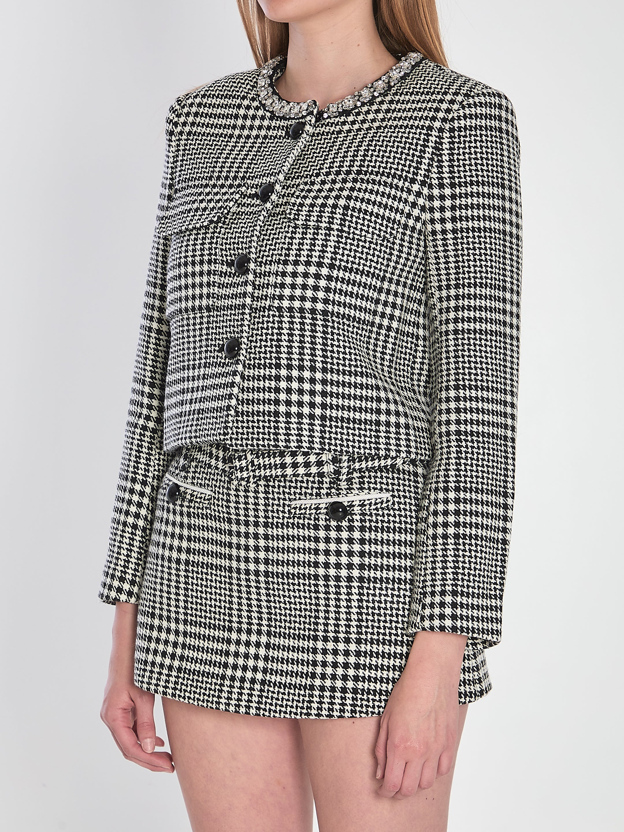 SELF PORTRAIT 10 houndstooth cropped jacket