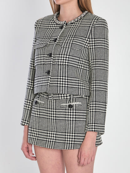 SELF PORTRAIT 10 houndstooth cropped jacket