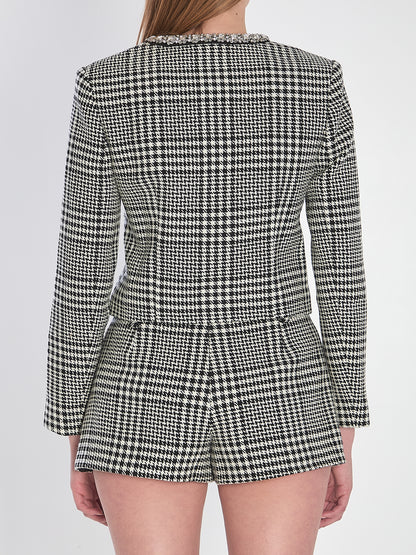 SELF PORTRAIT 10 houndstooth cropped jacket