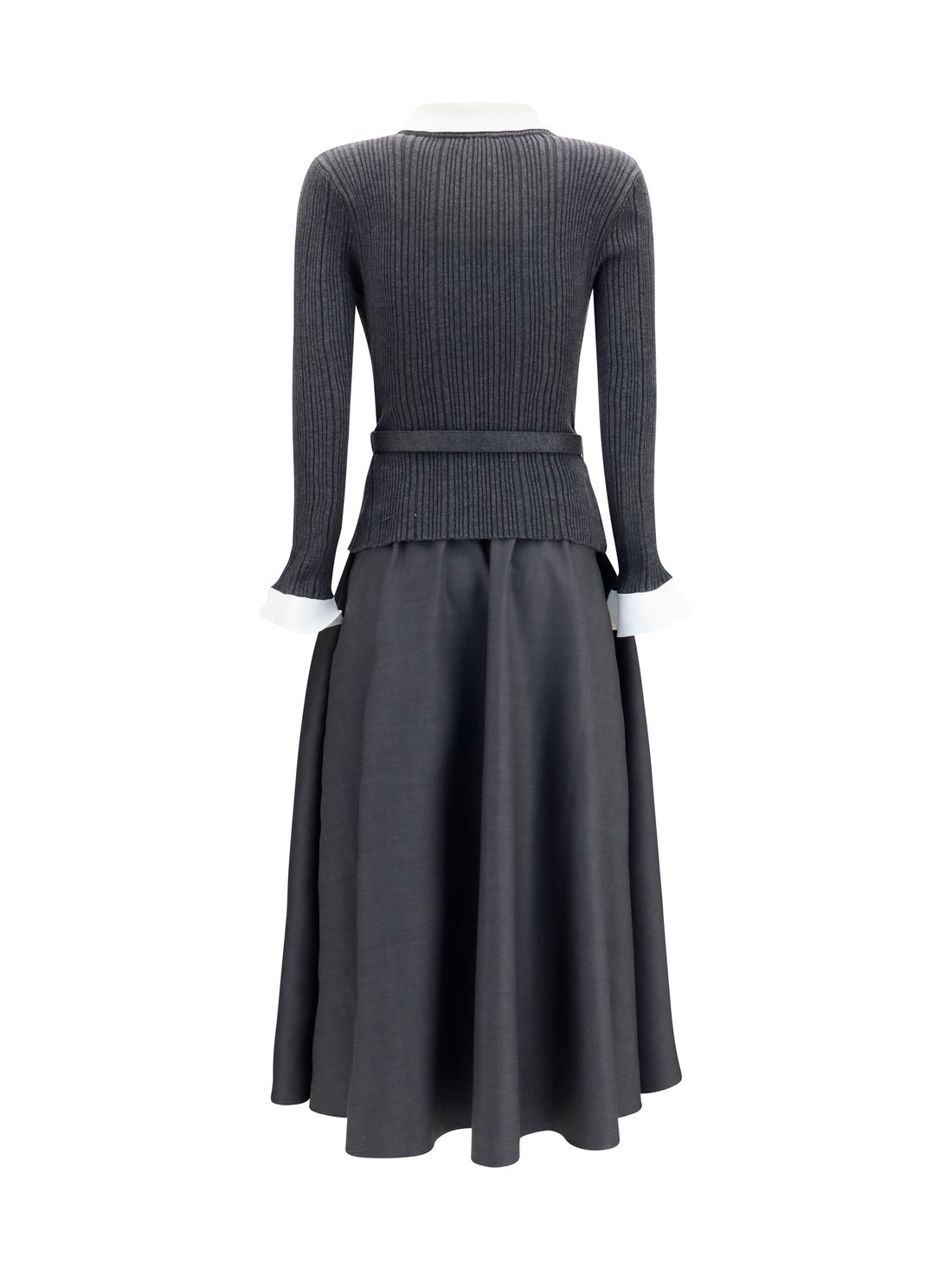 SELF-PORTRAIT 8 knit and twill midi dress