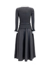 knit and twill midi dress