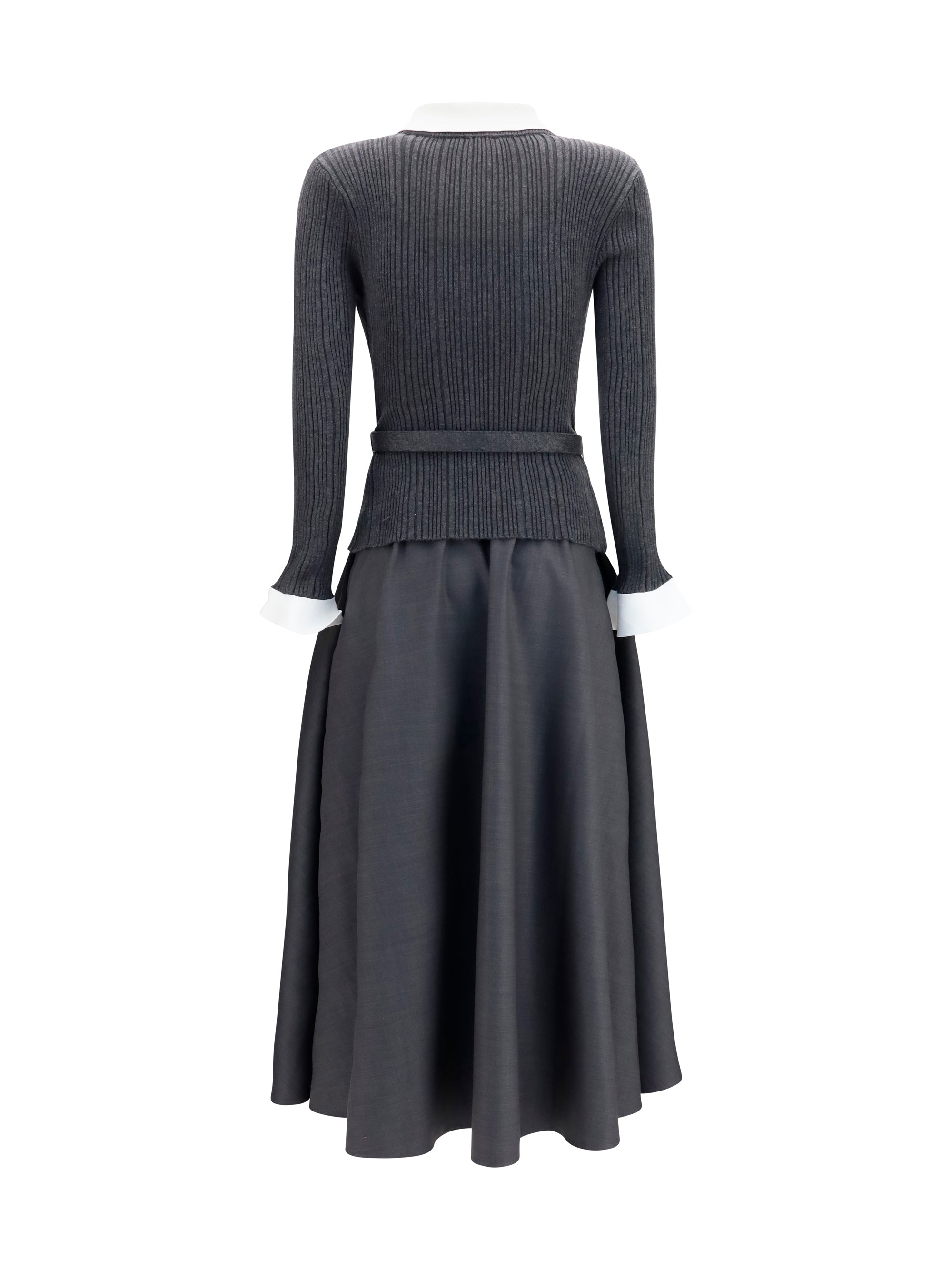 knit and twill midi dress