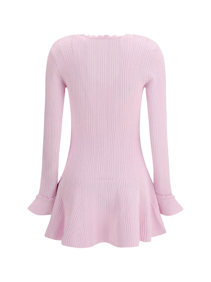 SELF-PORTRAIT S pearl trim knit mini dress