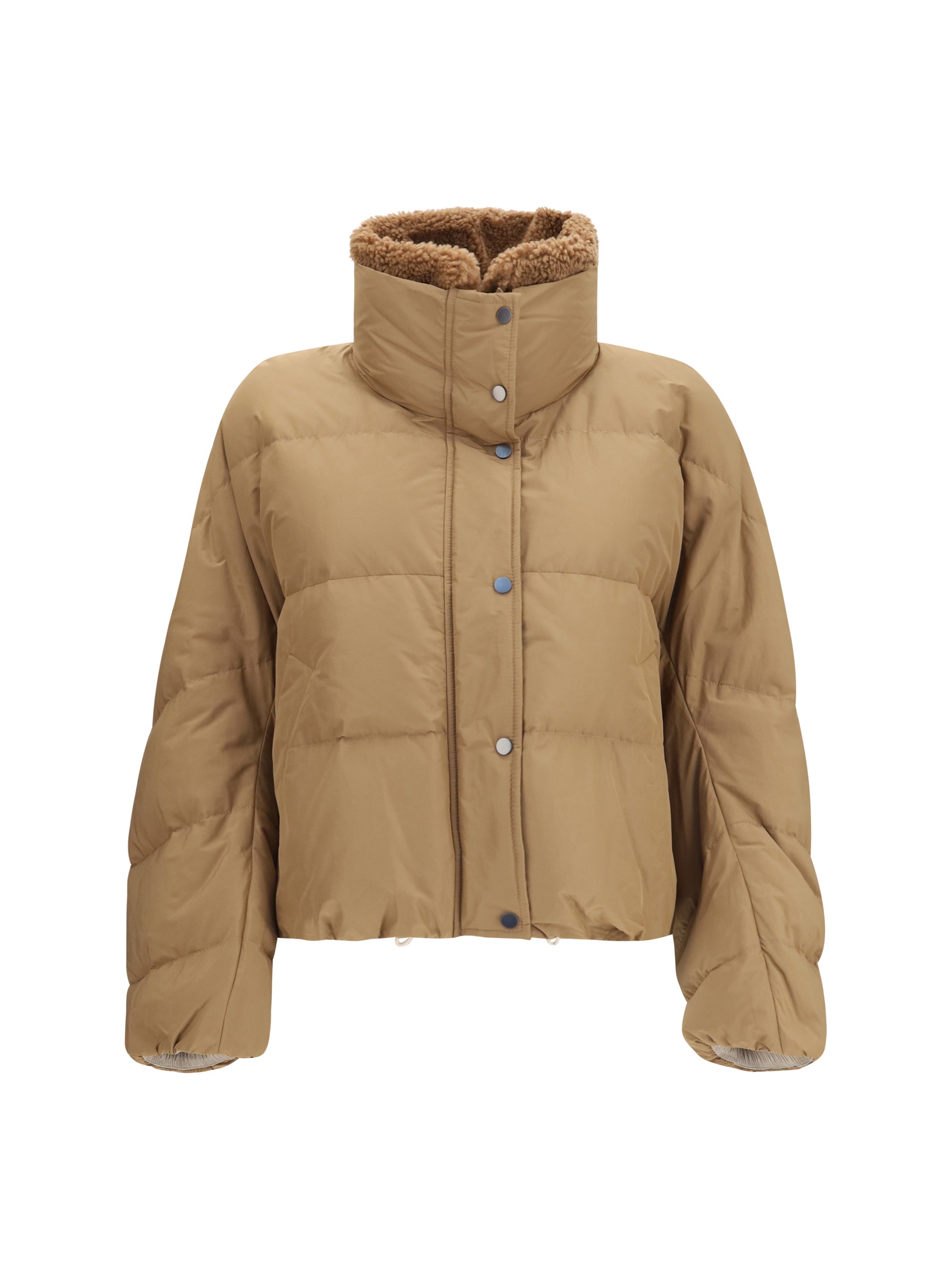 padded jacket with shearling collar