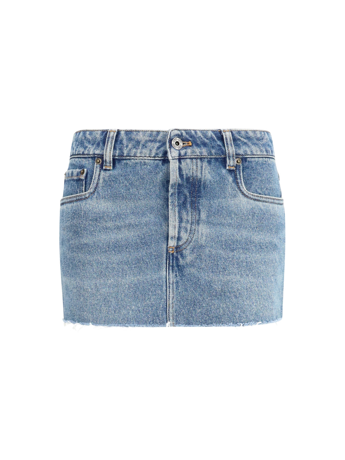 MIU MIU 40 frayed hem denim mini skirt