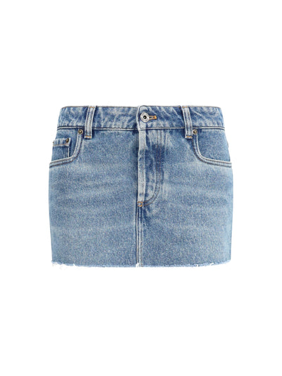 frayed hem denim mini skirt