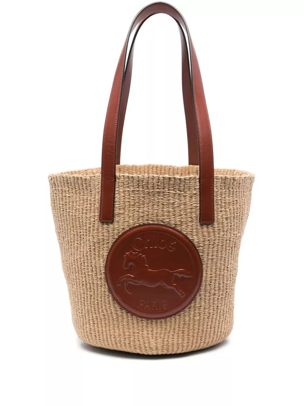 Chloé Large Horse Medal Natural Fibers Basket Bag