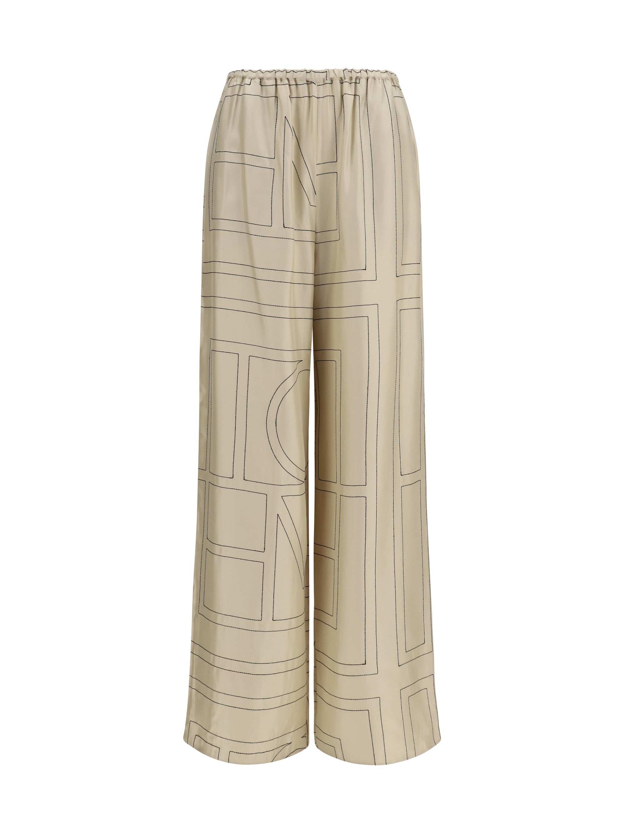 silk monogram pants