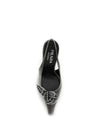 floral-detail leather slingback pumps