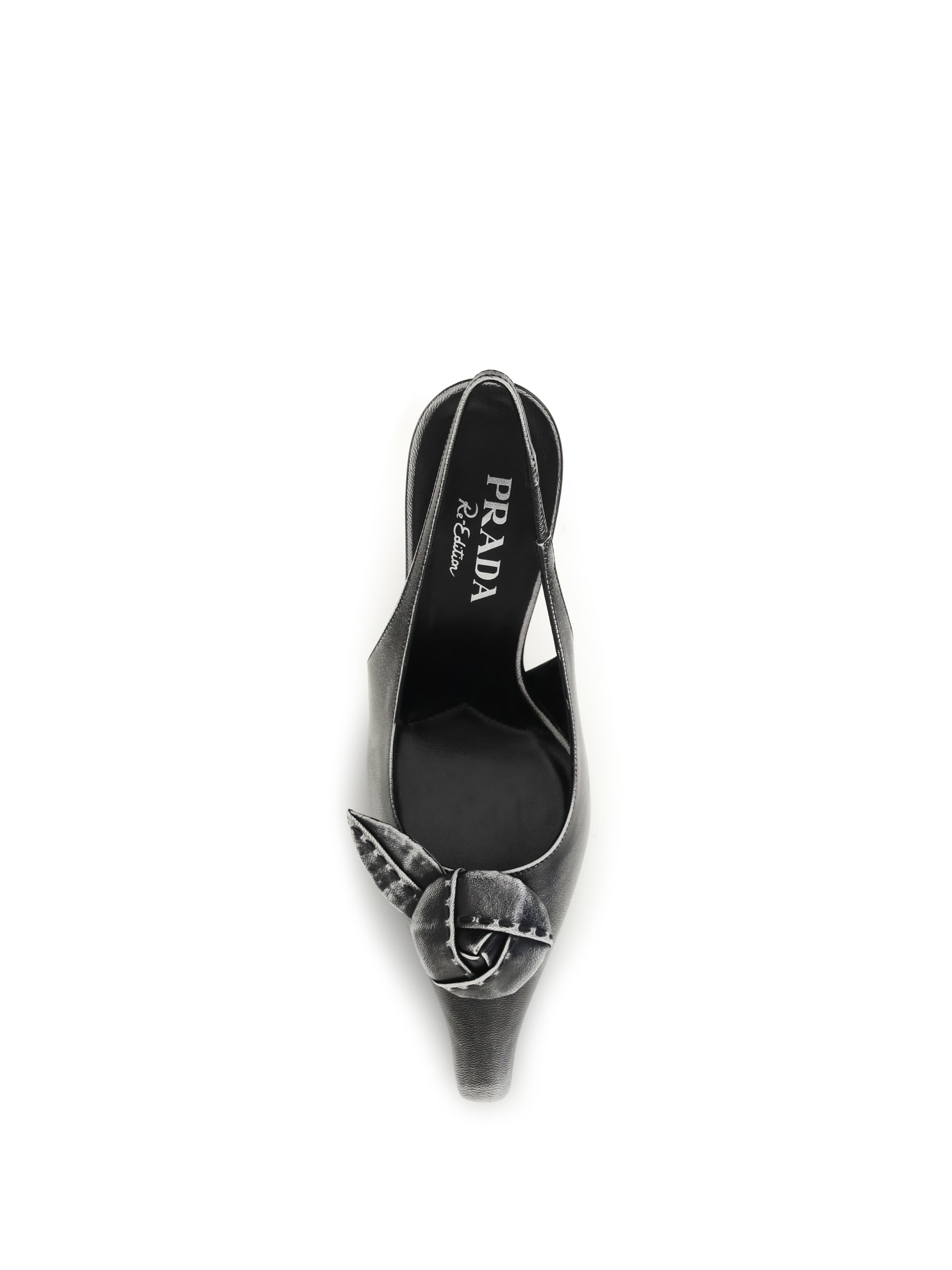 floral-detail leather slingback pumps