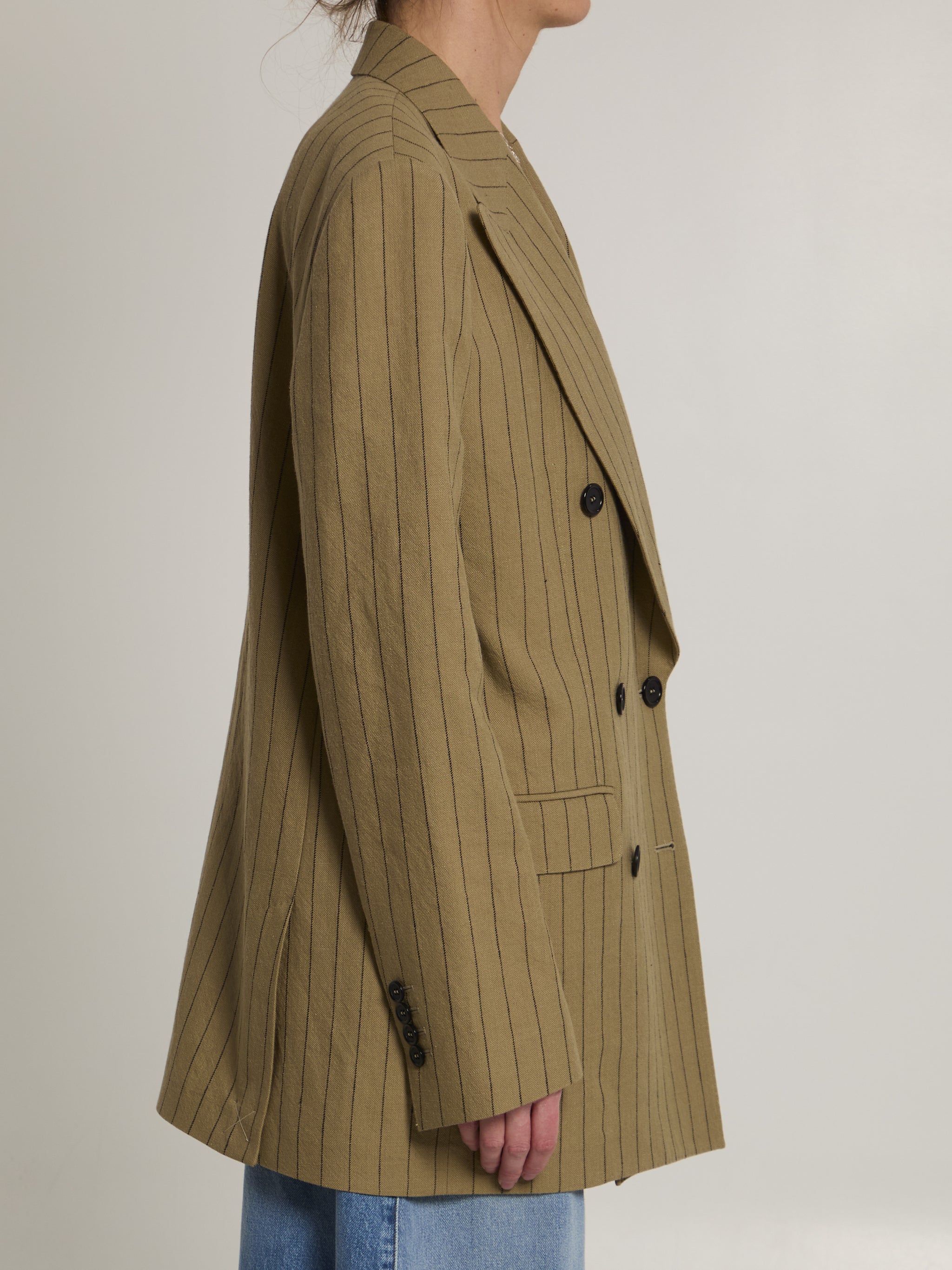 double-breasted linen jacket