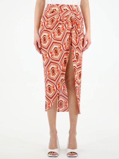ETRO 42 sarong skirt with graphic print