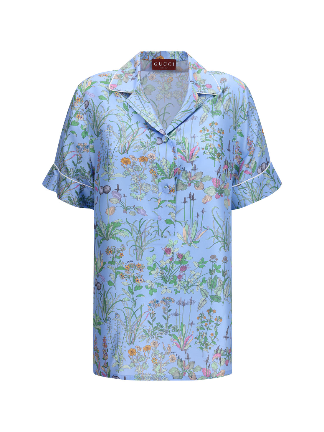 GUCCI 38 printed silk twill shirt