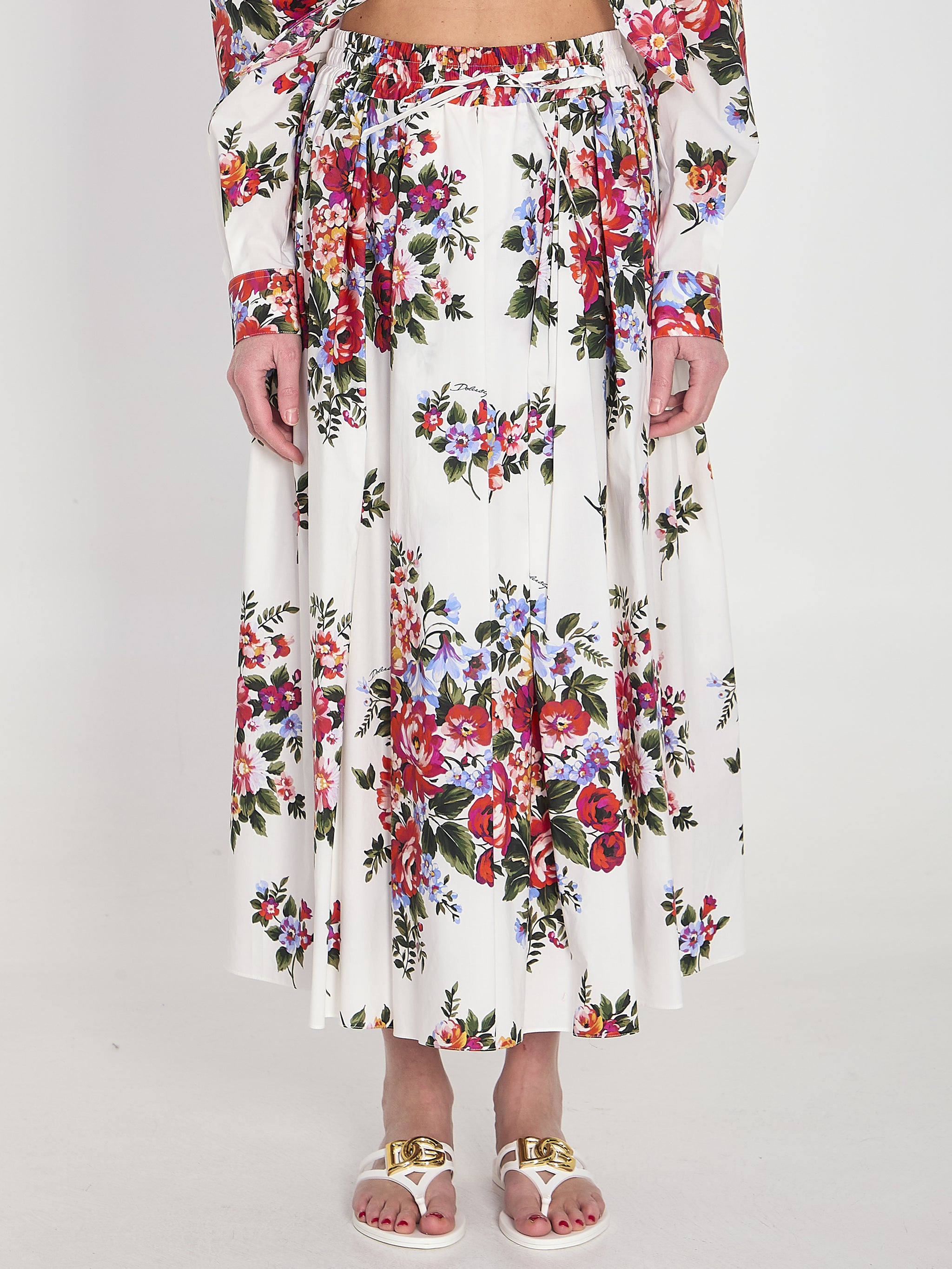 long skirt with a floral print