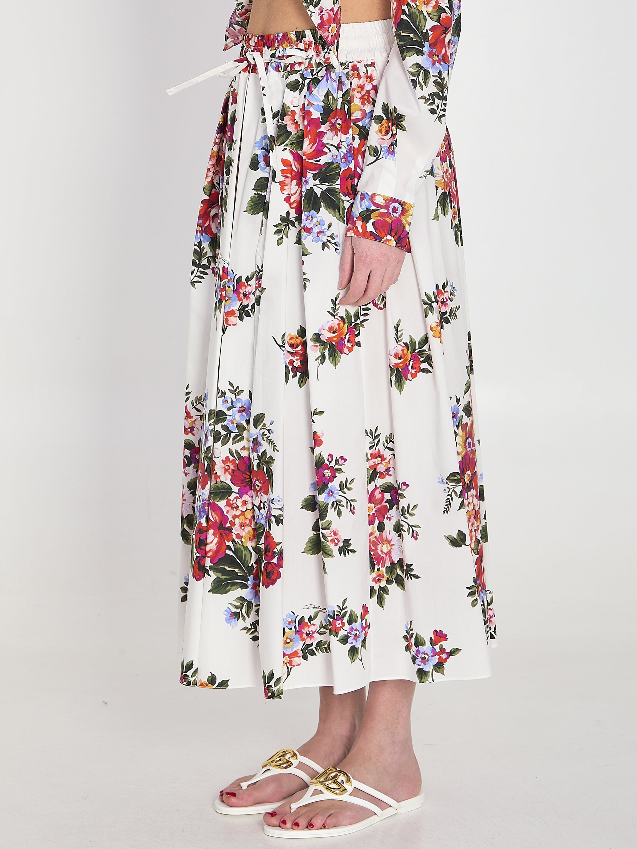 long skirt with a floral print