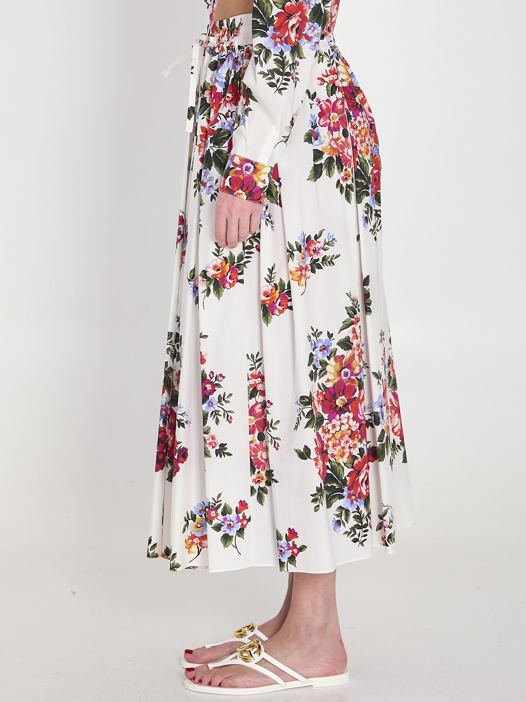 long skirt with a floral print