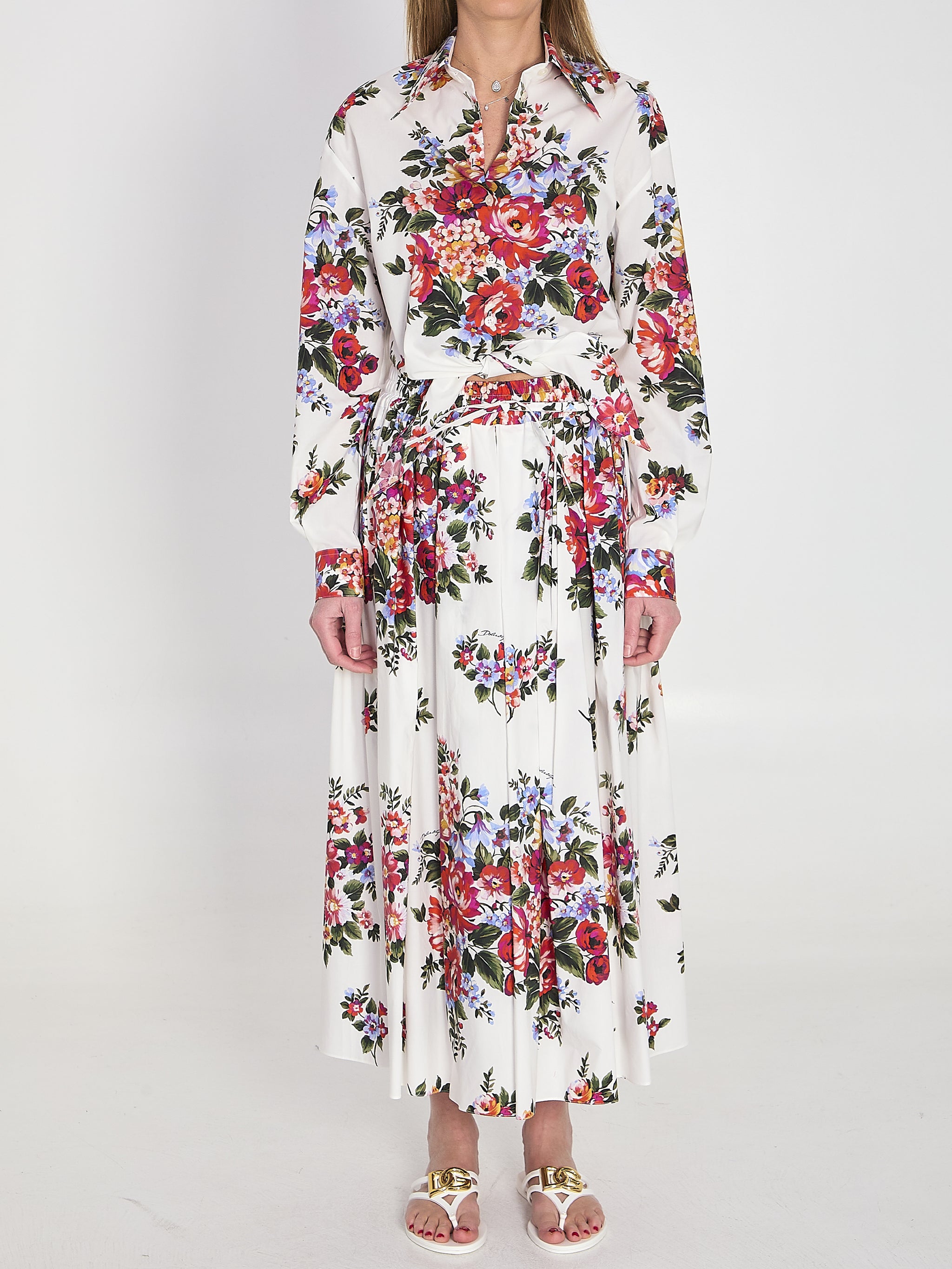 long skirt with a floral print