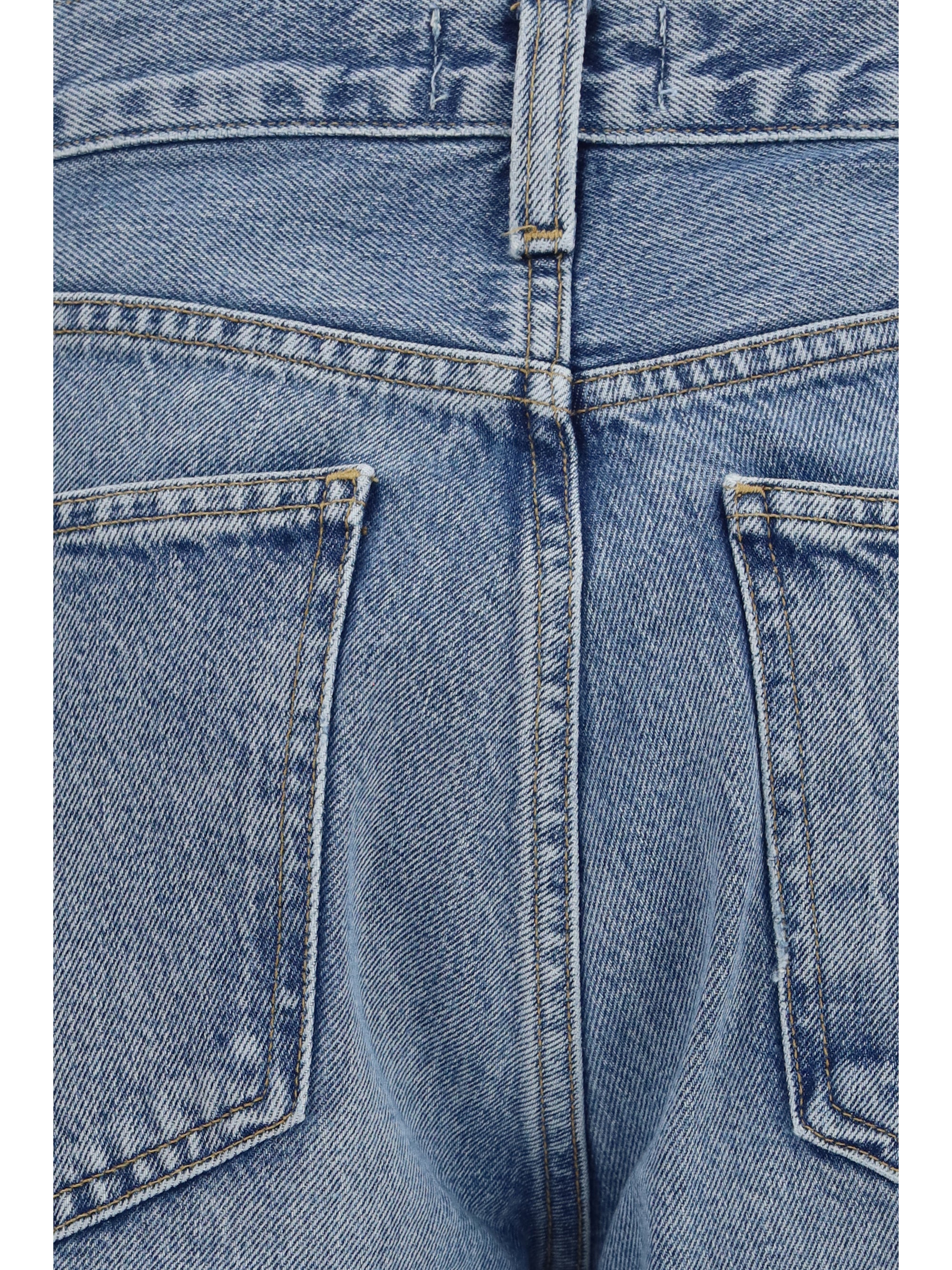 wide-leg creased jeans