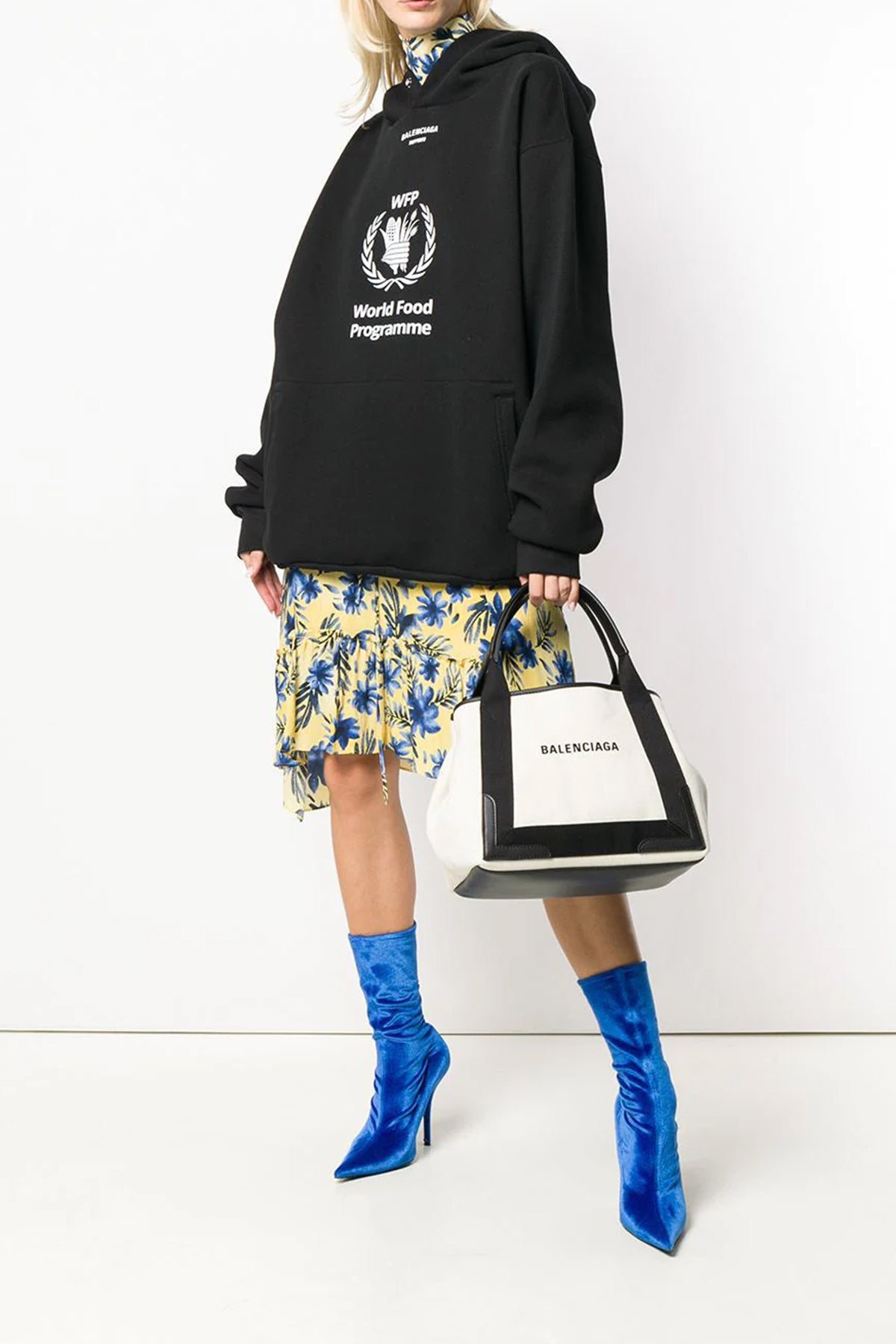 small navy cabas canvas shopping bag