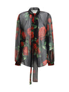 rose print chiffon blouse