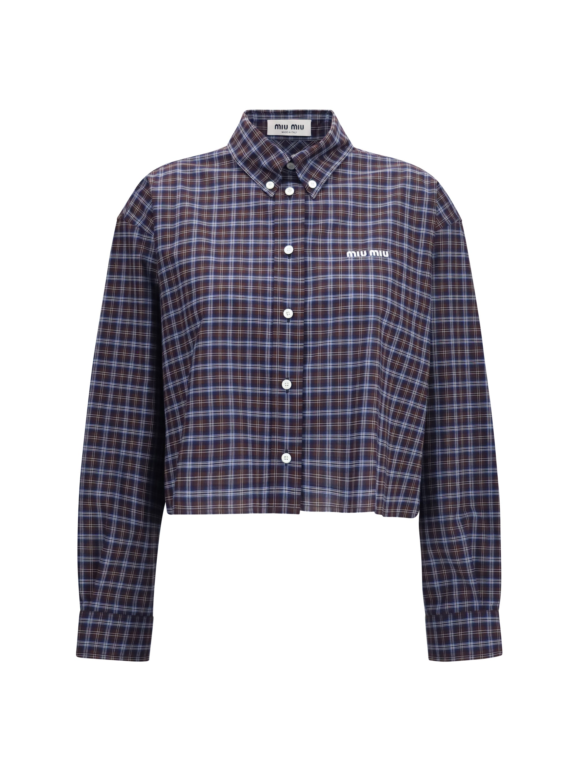 checked embroidered shirt