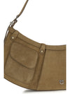 large pocket body shoulder bag in suede
