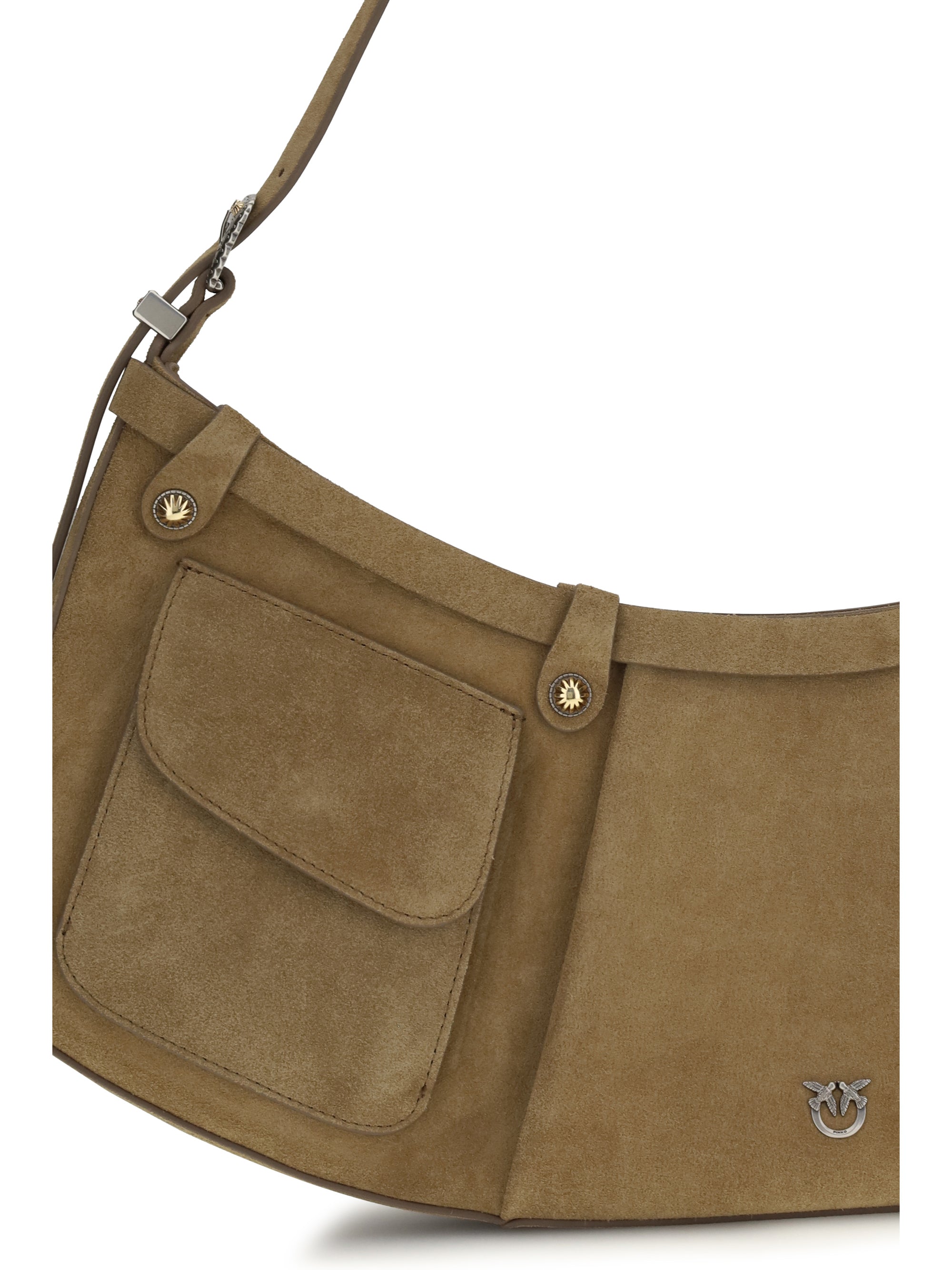 large pocket body shoulder bag in suede