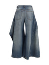 faded ruffled jeans