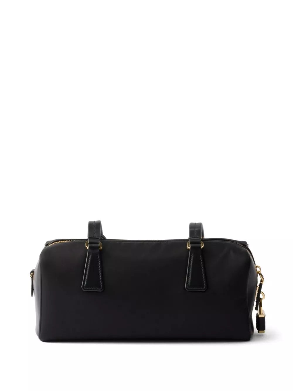 re-nylon and leather medium top-handle bag with padlock