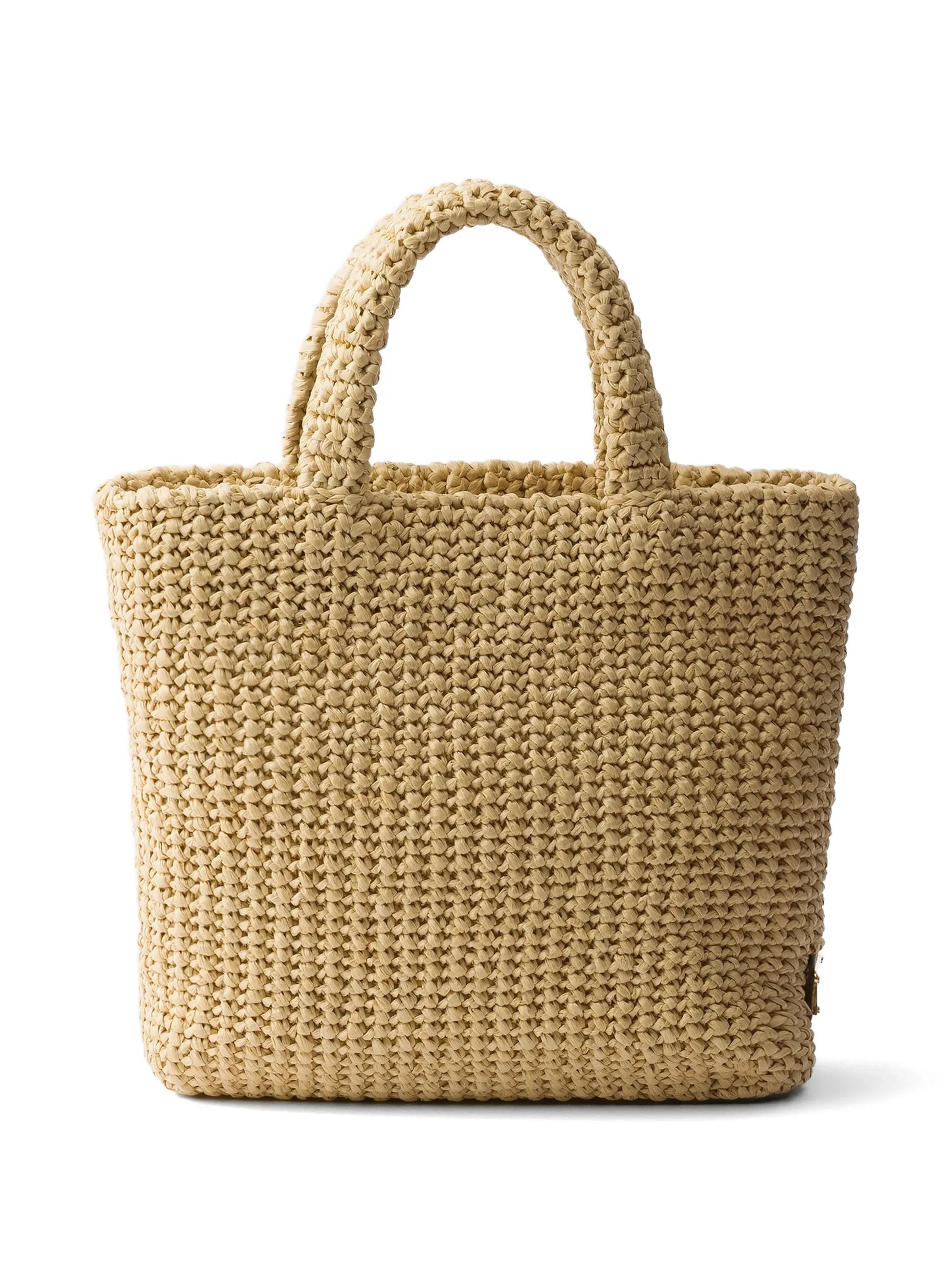 Small Logo Raffia Tote