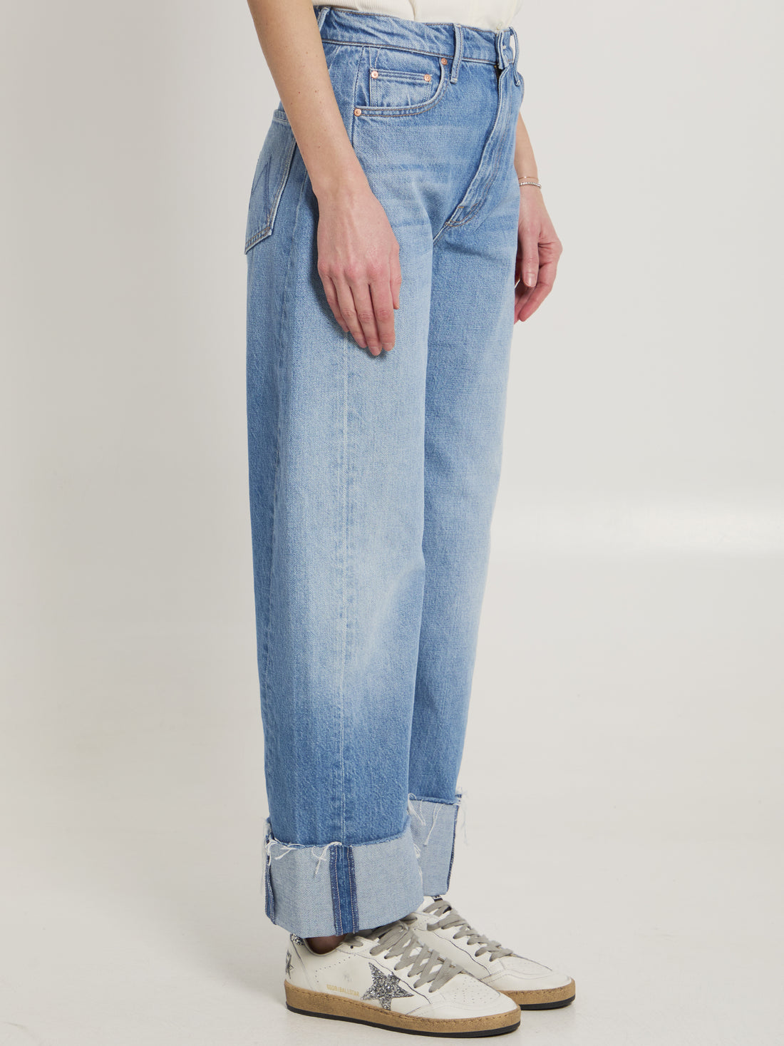 MOTHER 24 the half-pipe ankle cuff fray jeans 