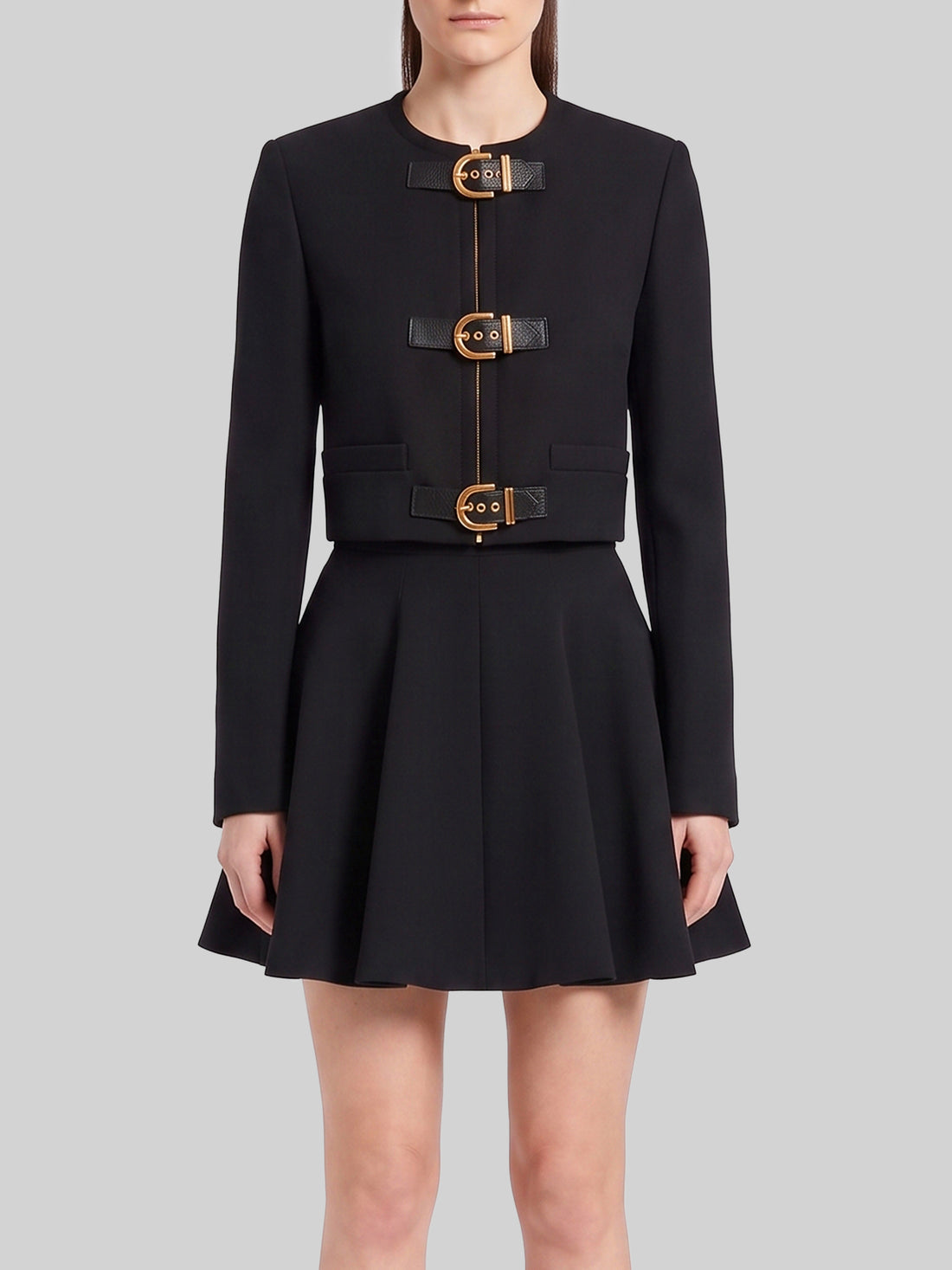 VERSACE 40 crop natté wool jacket