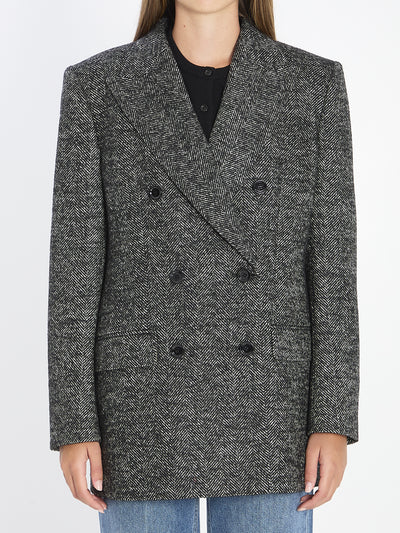 double-breasted chevron jacket