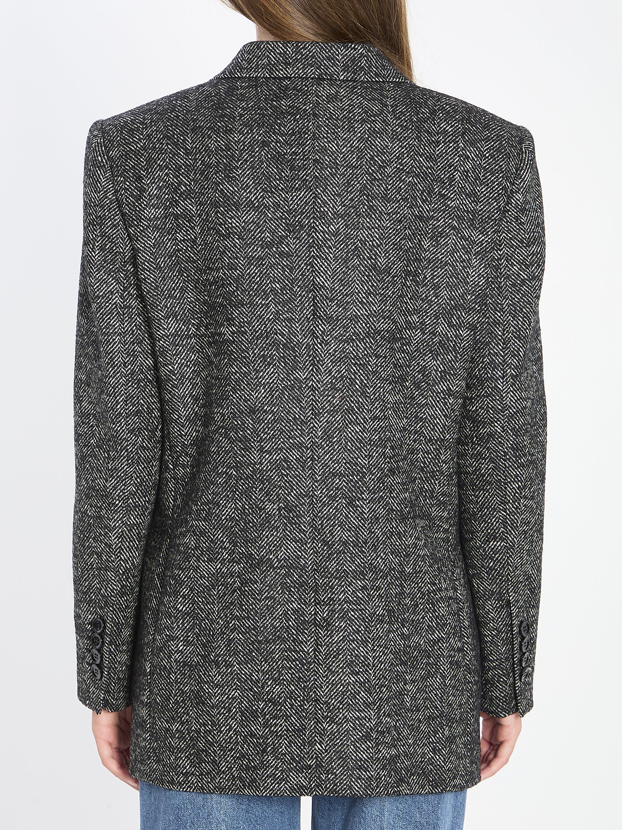 double-breasted chevron jacket